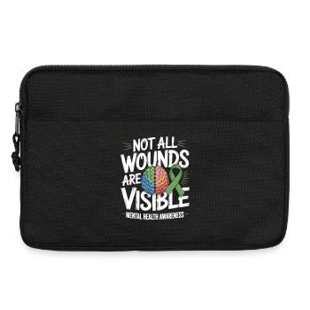 Toutes les blessures ne sont pas visibles – santé mentale - Sacoche pour ordinateur portable 13 pouces - noir - Devant