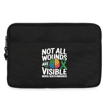 Toutes les blessures ne sont pas visibles – santé mentale - Sacoche pour ordinateur portable 13 pouces - noir - Devant