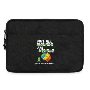 Toutes les blessures ne sont pas visibles – santé mentale - Sacoche pour ordinateur portable 13 pouces - noir - Devant