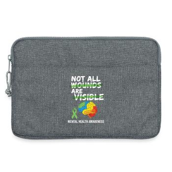 Toutes les blessures ne sont pas visibles – santé mentale - Sacoche pour ordinateur portable 13 pouces - gris chiné - Devant