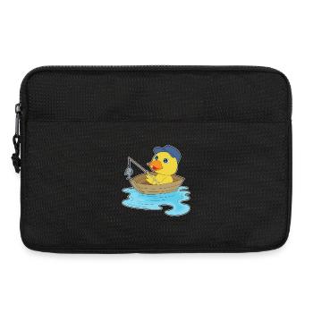 Ente Angler Fisch Angeln - Laptoptasche 13" - Schwarz - Vorne