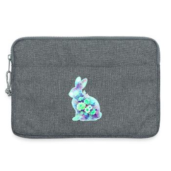 Fleurs aquarelles de lapin à Pâques - Sacoche pour ordinateur portable 13 pouces - gris chiné - Devant