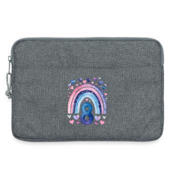 Birthday 8 Girl Rainbow Eight Years Old - Laptop bag 13" - heather grey - Front