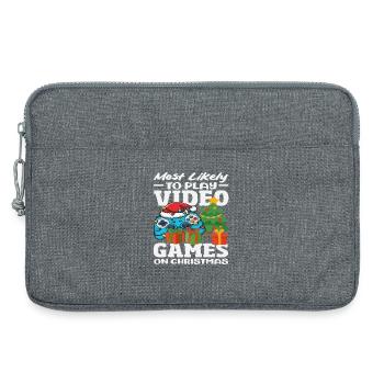 Probablement en train de jouer aux jeux vidéo à Noël - Sacoche pour ordinateur portable 13 pouces - gris chiné - Devant