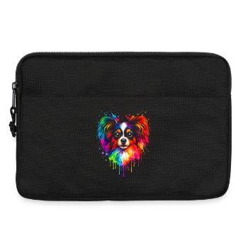 Papillon | Zwergspaniel Pop Art - Laptoptasche 13" - Schwarz - Vorne