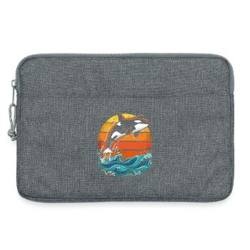 Orca im Sonnenuntergang - Laptoptasche 13" - Grau meliert - Vorne