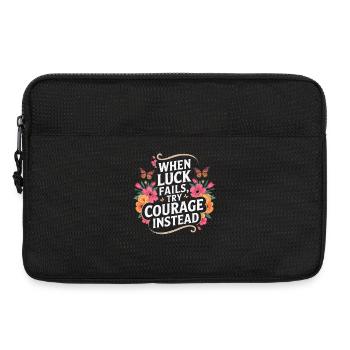 Citation florale Le courage avant la chance - Sacoche pour ordinateur portable 13 pouces - noir - Devant