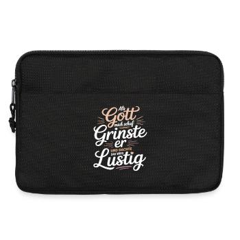 Als Gott mich schuf grinste er – Lustiger Spruch - Laptoptasche 13" - Schwarz - Vorne