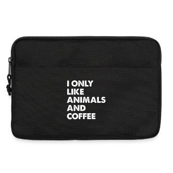 Je n’aime que les animaux et le café - Sacoche pour ordinateur portable 13 pouces - noir - Devant