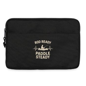 Canne prête, pagayez calmement | Pêche en kayak - Sacoche pour ordinateur portable 13 pouces - noir - Devant