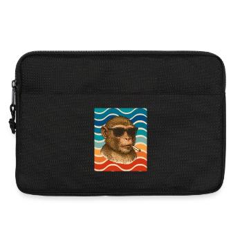 Sunglasses monkey in retro wave pattern - Laptop bag 13" - black - Front