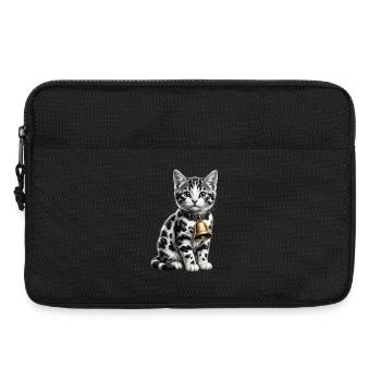 Motif drôle de chat et vache mixte - Sacoche pour ordinateur portable 13 pouces - noir - Devant