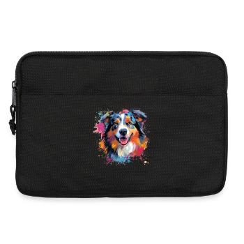 Australian Shepherd Bunte Hunde-Splash-Kunst - Laptoptasche 13" - Schwarz - Vorne