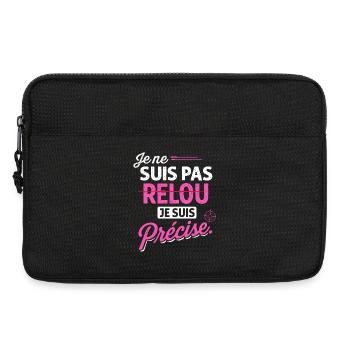Je ne suis pas relou je suis précise - Humour - Sacoche pour ordinateur portable 13 pouces - noir - Devant