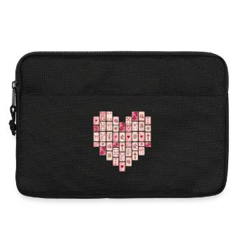 Rosa Mahjong Herz Muster - Laptoptasche 13" - Schwarz - Vorne