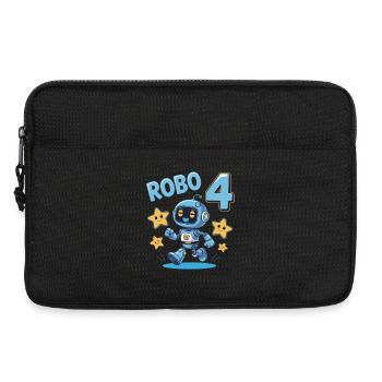 Motif d’anniversaire robot : cadeau de garçon de 4 ans - Sacoche pour ordinateur portable 13 pouces - noir - Devant