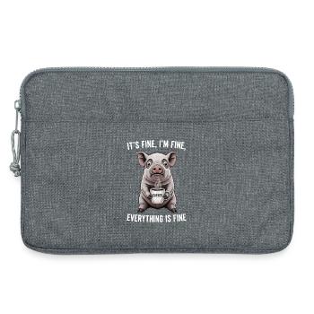 C’est bon, je vais bien, humour de cochon de café - Sacoche pour ordinateur portable 13 pouces - gris chiné - Devant