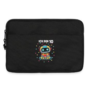 Ich bin 10 - Süßes Roboter zum 10. Geburtstag - Laptoptasche 13" - Schwarz - Vorne