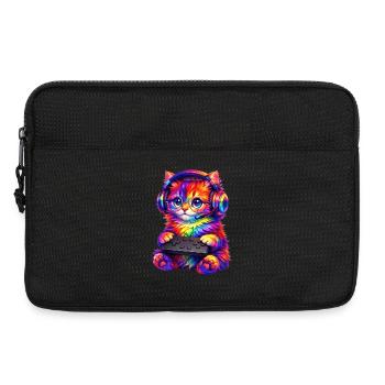 Joueur, Gaming, Joueur vidéo, Joueur, Chat - Sacoche pour ordinateur portable 13 pouces - noir - Devant