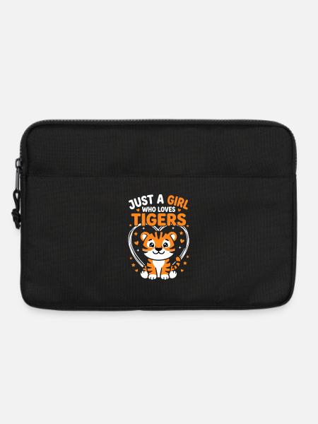 Süßes Tiger Design mit Herzen und Sternen - Laptoptasche 13" - Schwarz