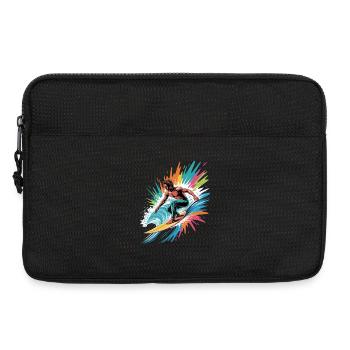 Bunter Surfer Wasserfarben Spritzer Graffiti - Laptoptasche 13" - Schwarz - Vorne