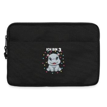 Ich bin 3 - Süßes Nilpferd zum 3. Geburtstag - Laptoptasche 13" - Schwarz - Vorne
