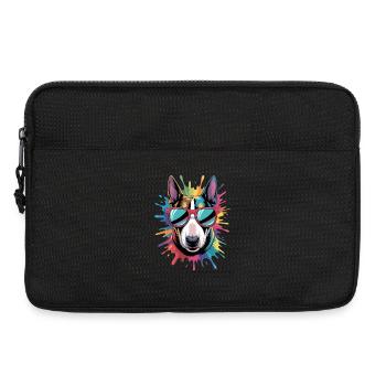 Colorful Bull Terrier Watercolor Splash Graffiti - Laptop bag 13" - black - Front