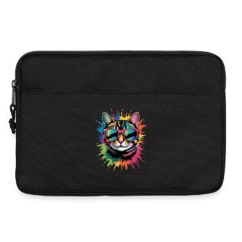 Bunte Katze Wasserfarben Spritzer Graffiti - Laptoptasche 13" - Schwarz - Vorne