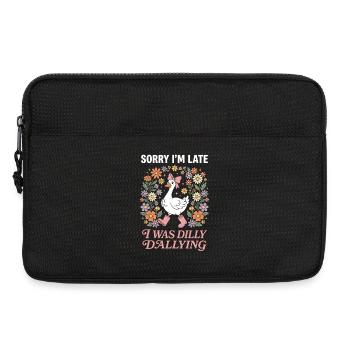 Lustige Gans mit Blumen und Schleife - Laptoptasche 13" - Schwarz - Vorne