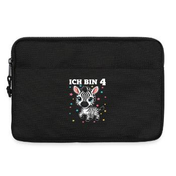 Ich bin 4 - Süßes Zebra zum 4. Geburtstag - Laptoptasche 13" - Schwarz - Vorne