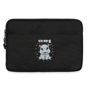Ich bin 6 - Süßes Nilpferd zum 6. Geburtstag - Laptoptasche 13" - Schwarz - Vorne