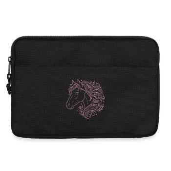 Cheval fleuri bohème fille rose - Sacoche pour ordinateur portable 13 pouces - noir - Devant
