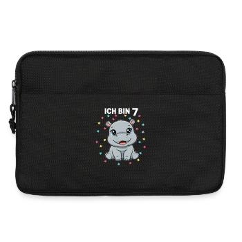 Ich bin 7 - Süßes Nilpferd zum 7. Geburtstag - Laptoptasche 13" - Schwarz - Vorne