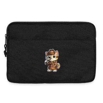 Cat detective with magnifying glass - Laptop bag 13" - black - Front
