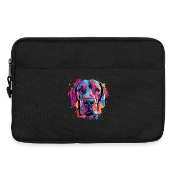 Bunte Dogge-Splash-Art - Laptoptasche 13" - Schwarz - Vorne