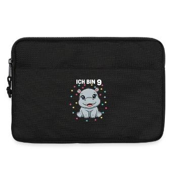 Ich bin 9 - Süßes Nilpferd zum 9. Geburtstag - Laptoptasche 13" - Schwarz - Vorne