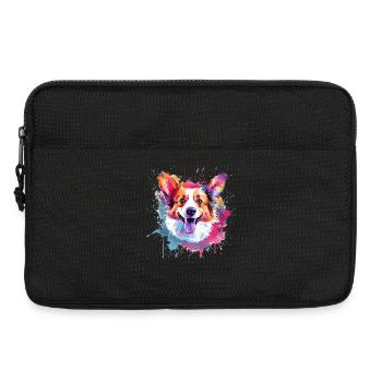 Art éclaboussant coloré de chien en corgi gallois de Pembroke - Sacoche pour ordinateur portable 13 pouces - noir - Devant
