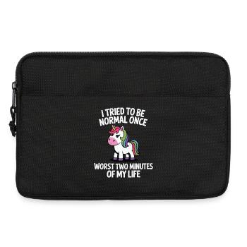 Unerwartet normal: Einhorn-Scherz Geschenk - Laptoptasche 13" - Schwarz - Vorne