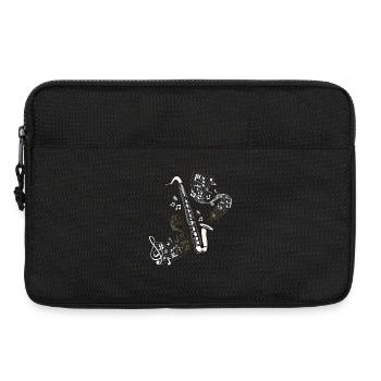 Saxophone note roll illustration bass clarinet - Laptop bag 13" - black - Front