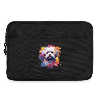 Art éclaboussuré de chien maltais coloré - Sacoche pour ordinateur portable 13 pouces - noir - Devant