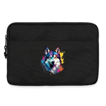 Dog Husky Colorful Splash Art - Laptop bag 13" - black - Front