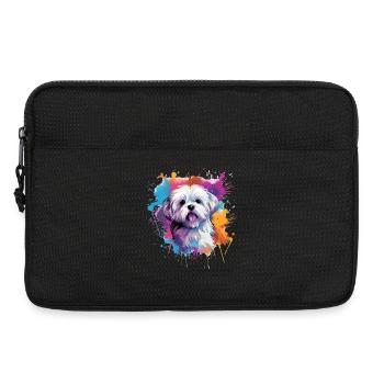 Chien maltais coloré à l’œuvre éclaboussée - Sacoche pour ordinateur portable 13 pouces - noir - Devant