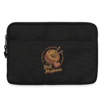 Knit Happens Herzstrick Design - Laptoptasche 13" - Schwarz - Vorne