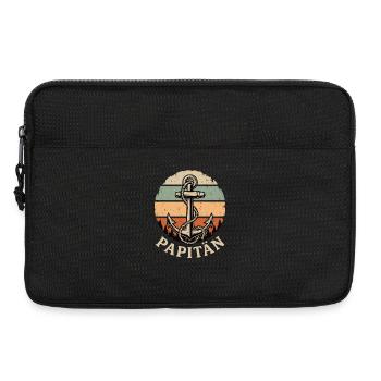 Papitän Shirt Papa Anker Geschenk Vatertag Retro - Laptoptasche 13" - Schwarz - Vorne