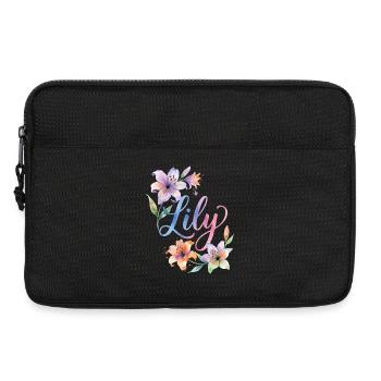 Lily Watercolor Flowers - Laptop bag 13" - black - Front
