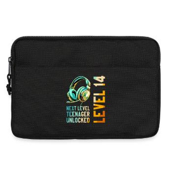 14e anniversaire Garçon Fille Adolescent Niveau 14 - Sacoche pour ordinateur portable 13 pouces - noir - Devant