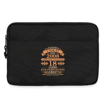 Unikat seit 2008 Jahrgang – 18. Geburtstag - Laptoptasche 13" - Schwarz - Vorne