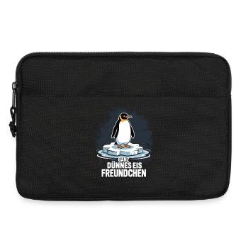 Ganz Dünnes Eis Freundchen Pinguin Lustig Shirt - Laptoptasche 13" - Schwarz - Vorne