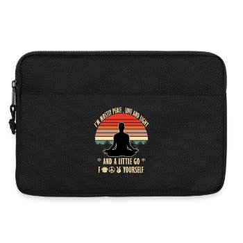 T-shirt de yoga sarcastique - Paix Amour Lumière Go Fuck - Sacoche pour ordinateur portable 13 pouces - noir - Devant