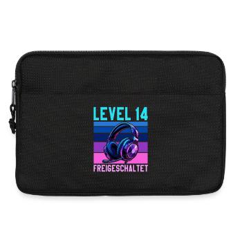 14. Geburtstag Junge Mädchen Gaming Level 14 Jahre - Laptoptasche 13" - Schwarz - Vorne